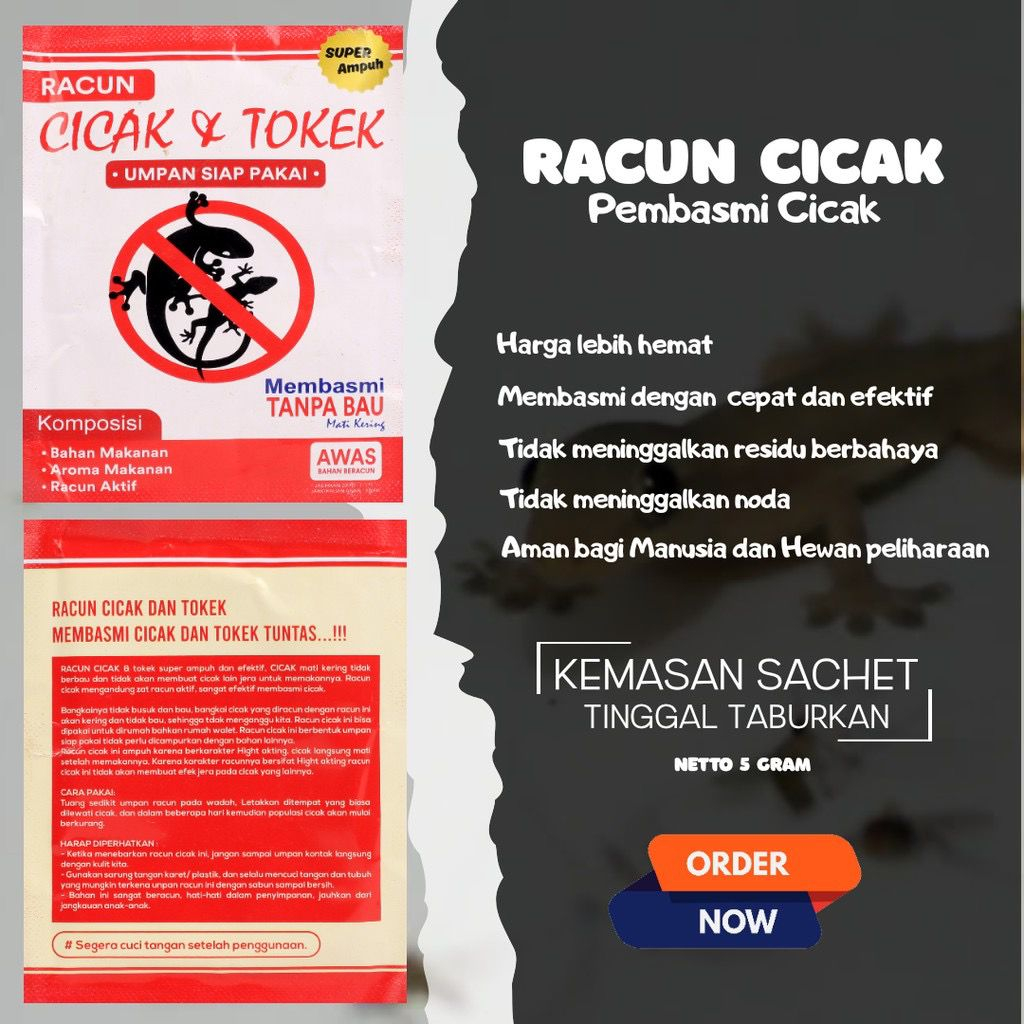 RACUN PEMBASMI CICAK 15GRAM/ RACUN CICAK DAN TOKEK AMPUH/ RACUN CICAK/ RACUN