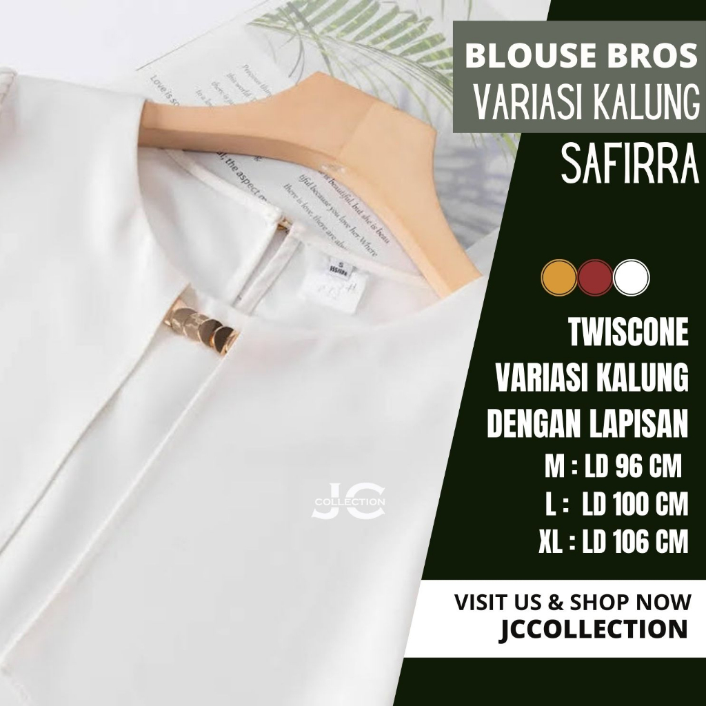 Kemeja Blus Wanita Korea Oversize Tangan 7/8 Variasi Bross Saffire - JCCollections