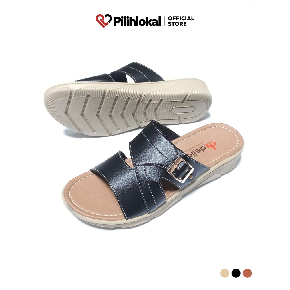 Pilihlokal - Amyra Sandal Wedges Wanita Dewasa Pesta Kondangan Kokop Cantik Terbaru 2023 Hak Tinggi 3 CM Murah - Sendal Kulit Slide Perempuan Remaja Kekinian Model Selop Gesper - Sepatu Sandal Slop Flip Flop Cewek Ibu Ibu Casual Lebaran Termurah Anti Slip