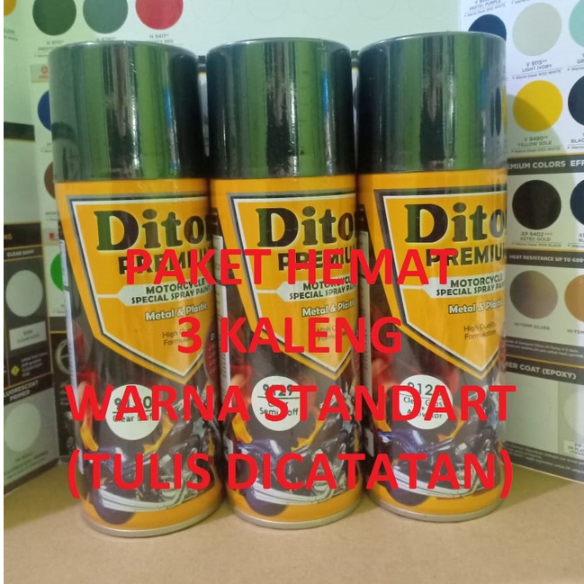 Pilox Pilok Cat Semprot DITON PREMIUM Paket 3 Kaleng Warna Standard / Solid Colors 400ml x 3pcs