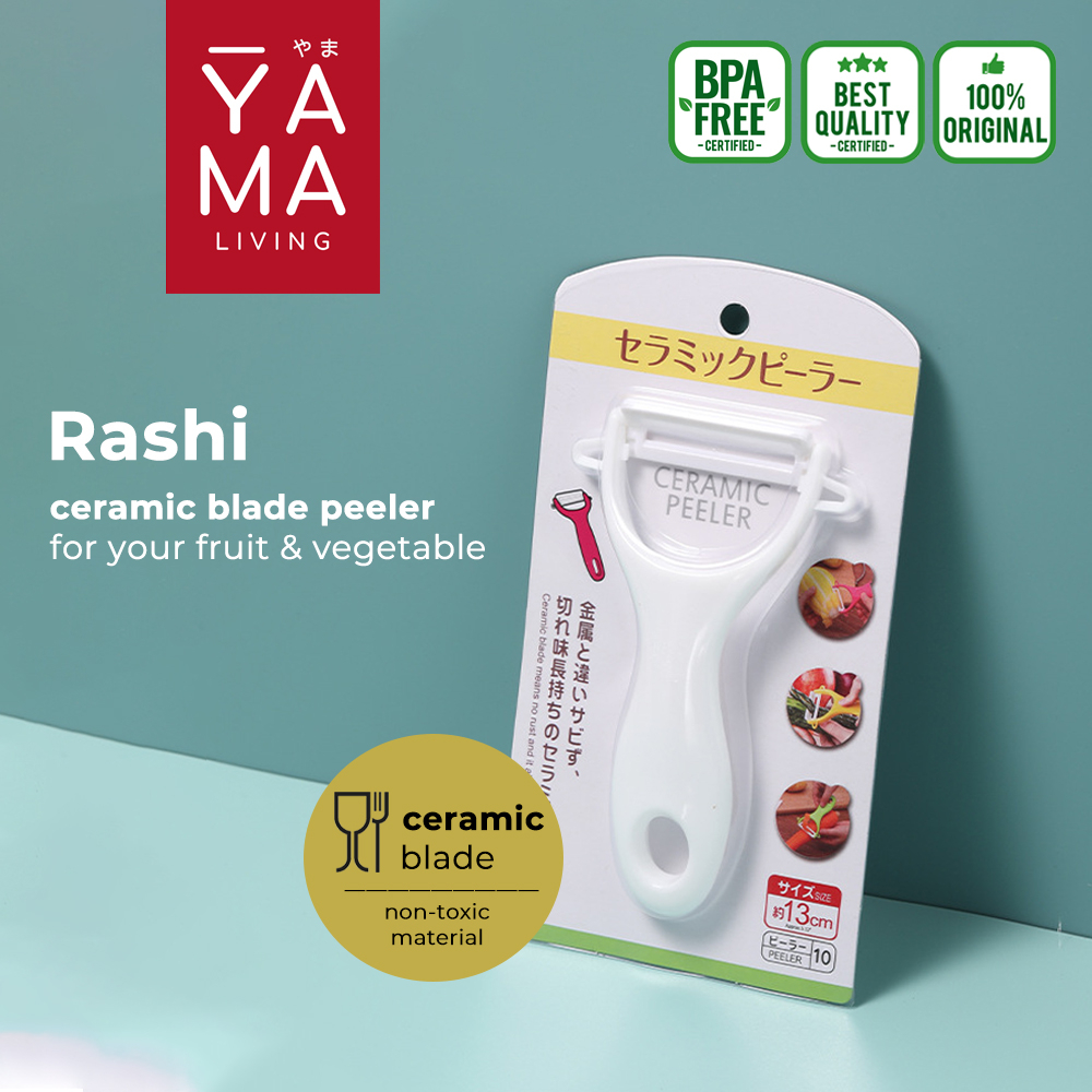 YAMA RASHI White Ceramic Peeler Pisau Pengupas Buah Sayur Putih Dapur