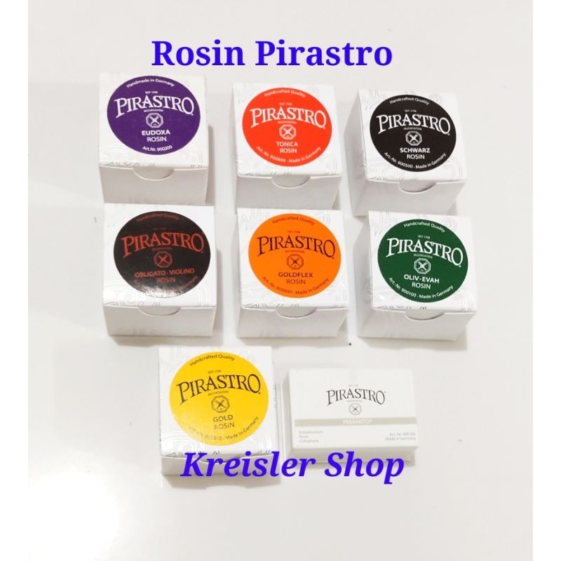 Rosin Pirastro berbagai jenis Rosin Obligato Tonica Oliv Evah Eudoxa dll untuk violin , viola , cello