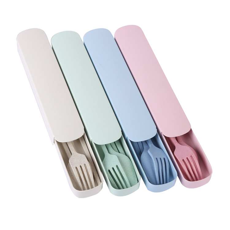 satu set sendok makan anak balita garpu sumpit travel plastik tebal sendok set sendok kotak travell