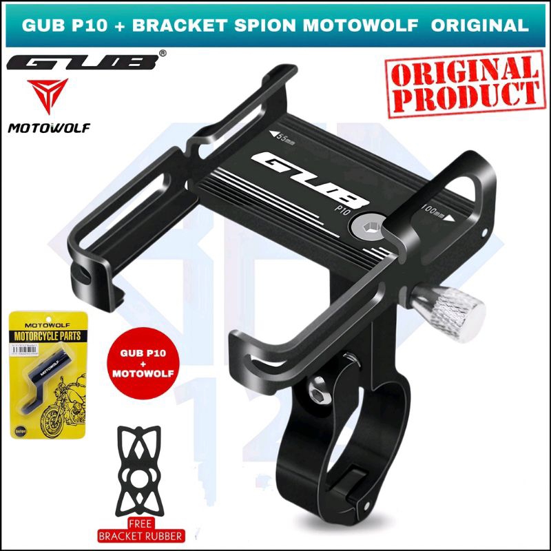 Paket GUB P30 Phone Holder + Bracket Spion MOTOWOLF ORIGINAL NMAX PCX ADV VARIO BEAT FAZZIO FILANO DLL