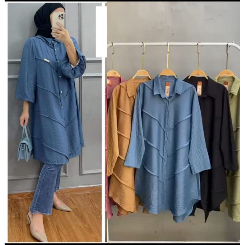 SALWA LONGDRESS TUNIK WANITA CRINKLE SUSUN