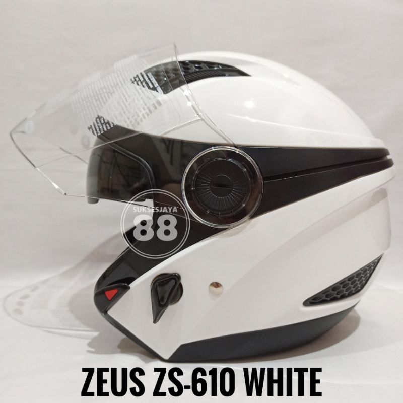 Zeus ZS-610 White Helm Half Face Double Visor ZS610
