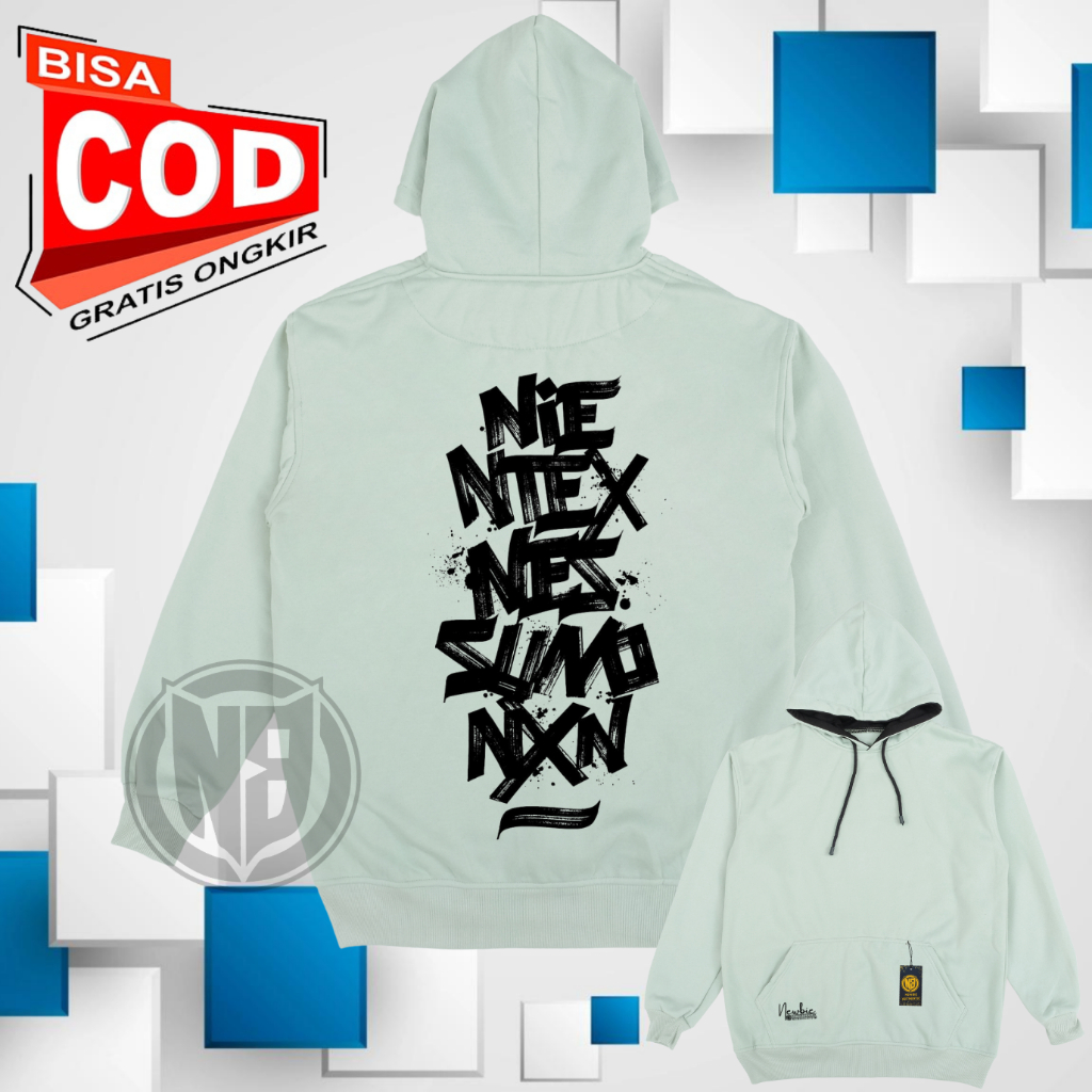 Sweater Cowok Cewek Motif Hoodie Jumper Cotton Fleece Premium Sablon Street Style Pria &amp; Wanita Size M-XXL Distro Warna (Beige,Hitam, Mint, Grey, Denim,