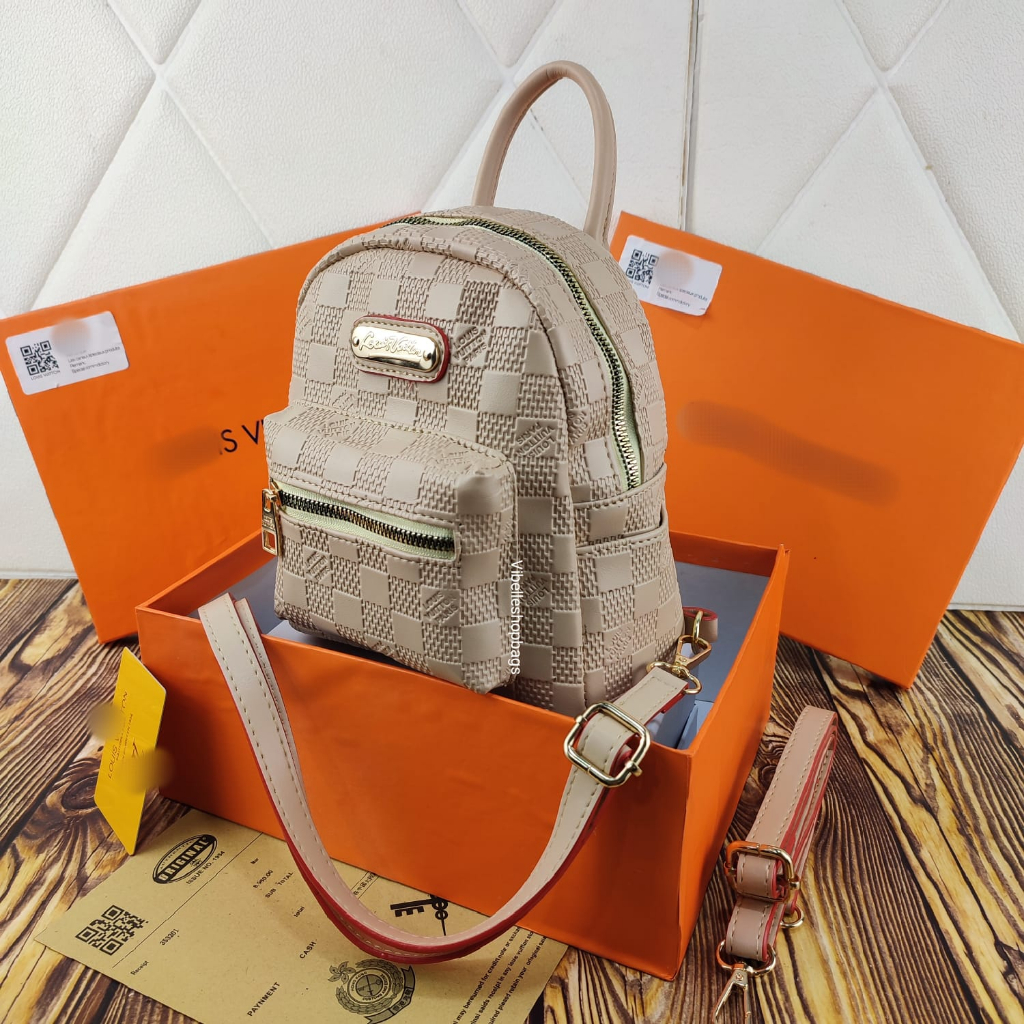 LV Ransel 3in1 Tas Batam Import Murah - Tas Ransel Wanita Import Backpack Mini Cewek Stylish Korea - RANSEL FASHION / BACKPACK IMPORT / RANSEL MOTIF / RANSEL KOREA / RANSEL LV / VIBELLESHOPBAGS 0662