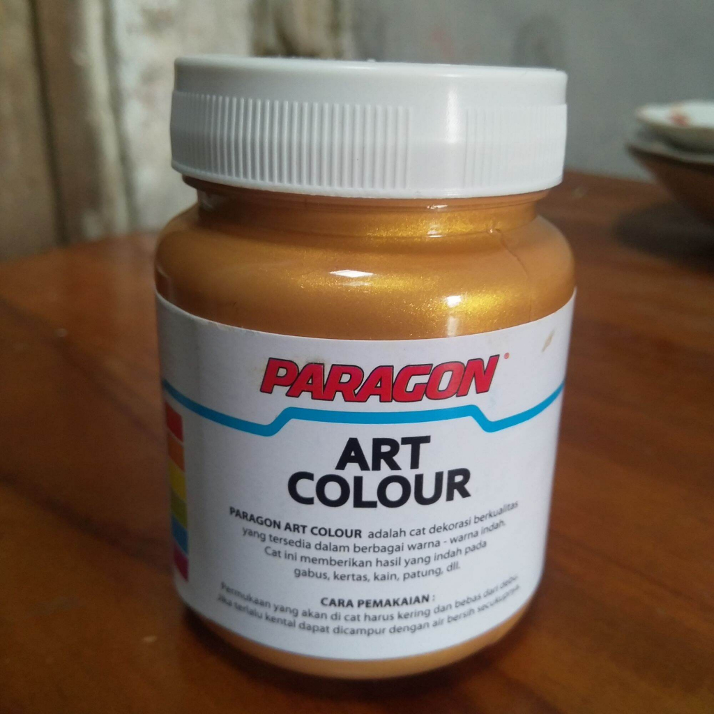 (Didin) cat paragon art colour isi 200 cc cat emas gold ac15 cat gabus ,kain  cat dekorasi