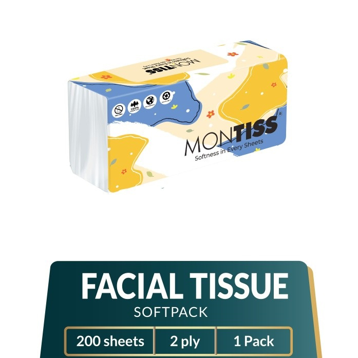 Tisu Wajah Montiss 200 Sheets 2ply Tebal/ Facial Tissue Montis 200 Sheets 2 Ply Lembut