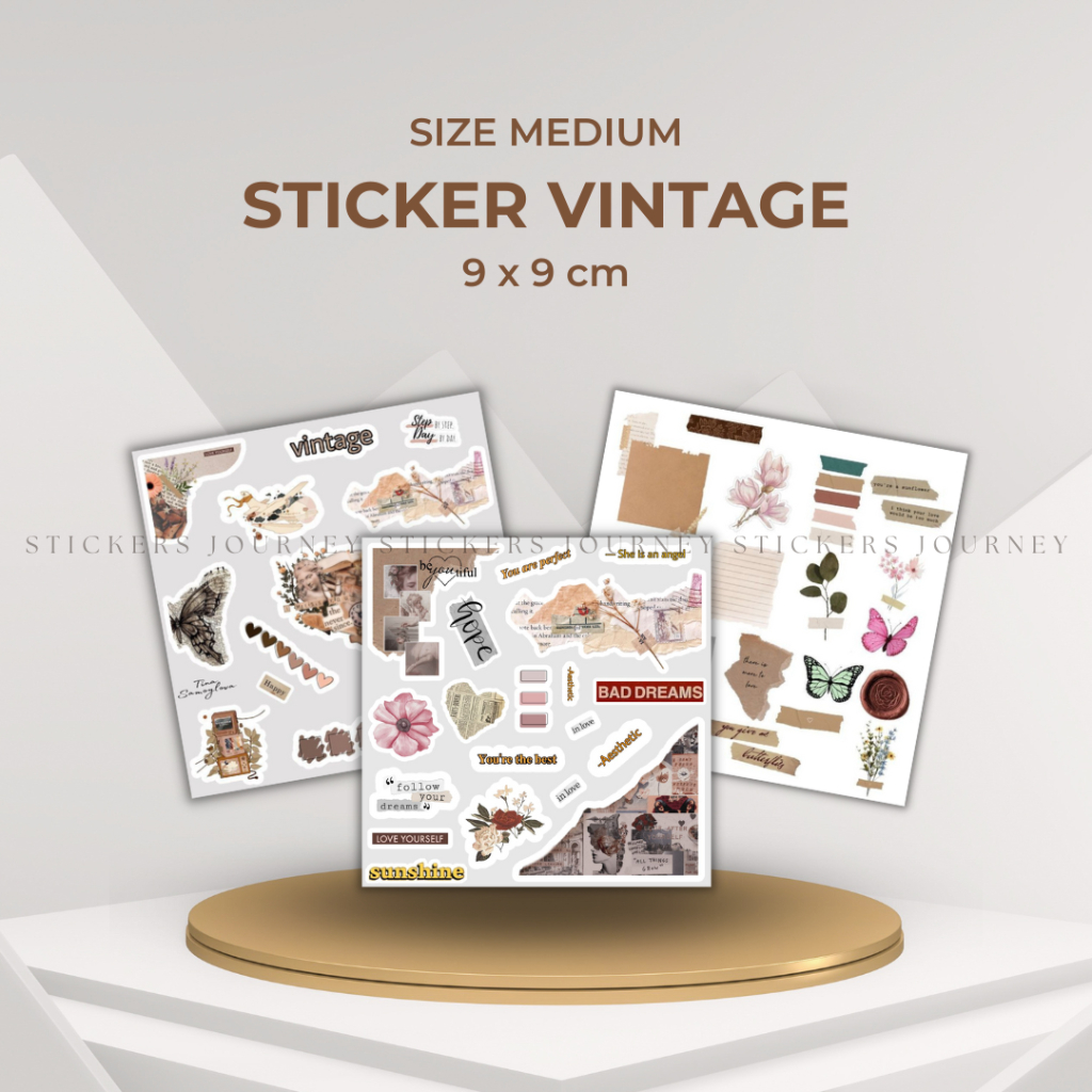 

Sticker Aesthetic Vintage Series Stiker Aesthetic Deco Planner Album Scrapbook Journal Freebies Notes DIY Sticker Size Small 9 x 9 cm