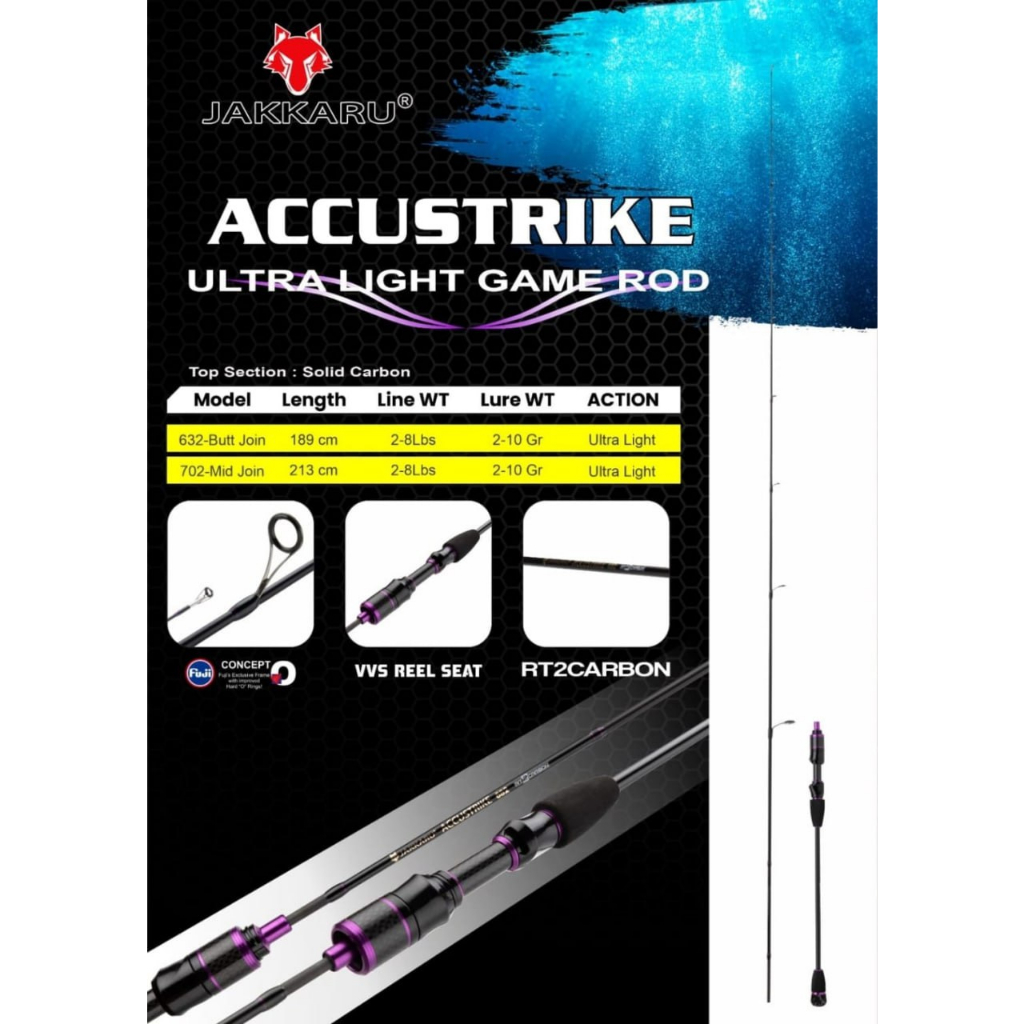 Joran Spinning UL JAKKARU ACCUSTRIKE 632 Butt Joint 2-8Lbs FUJI RING | Gratis Packing Pipa Kone
