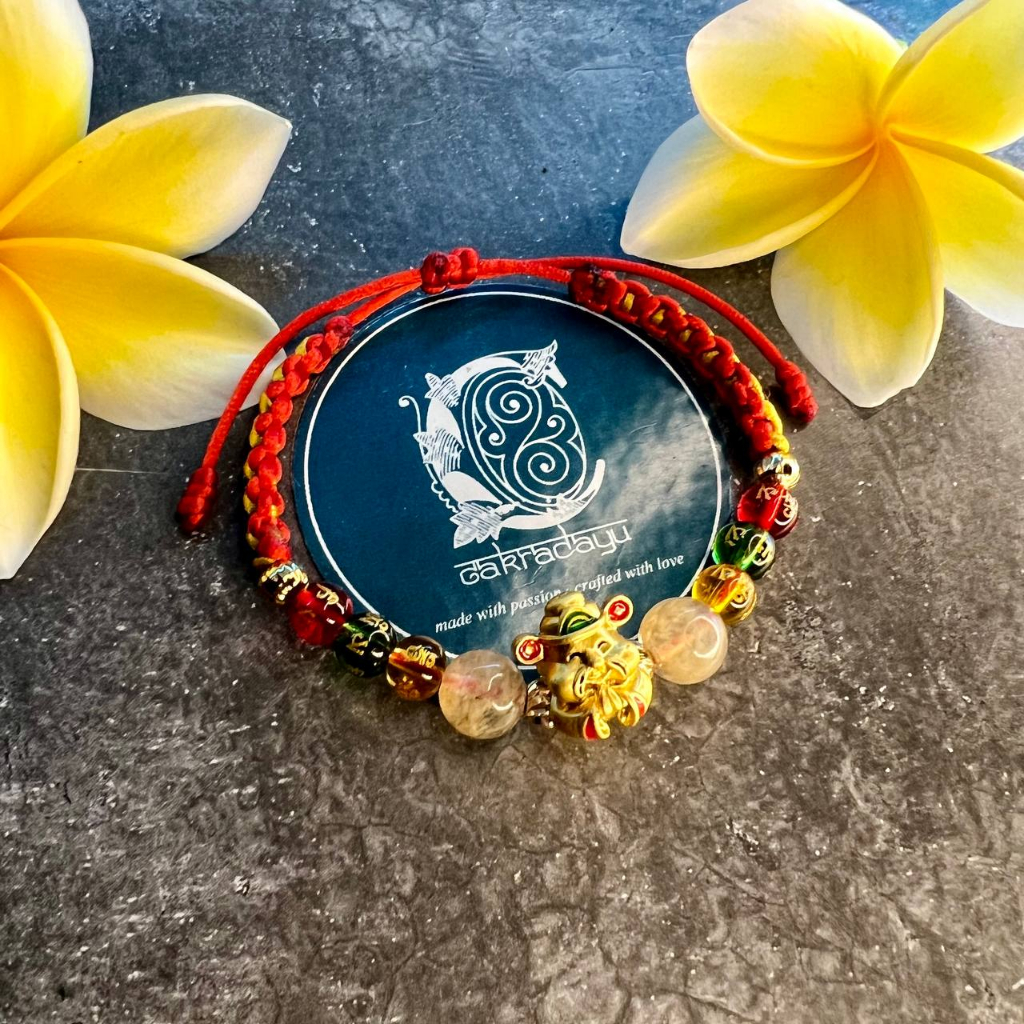 Gelang Dewa Rejeki (Cai Shen) Batu Citrine dan Kristal Tibet