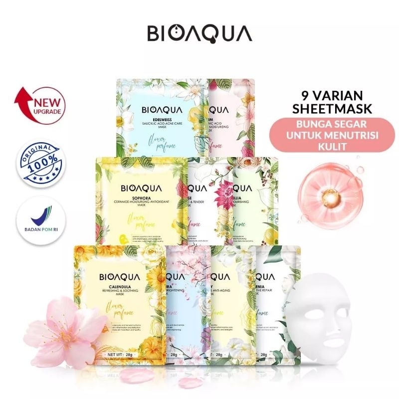 [Saset 28gr] Bioaqua Flower Parfume Facial Mask | Sheet Mask | Masker Wajah