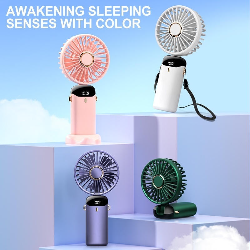 Kipas Lipat Leher 5-Speed Wind LED Display Hanging Neck Fan Kipas Leher USB Charge Kipas angin mini portable Gantung Leher Kipas Angin Leher Lipat Portabel USB