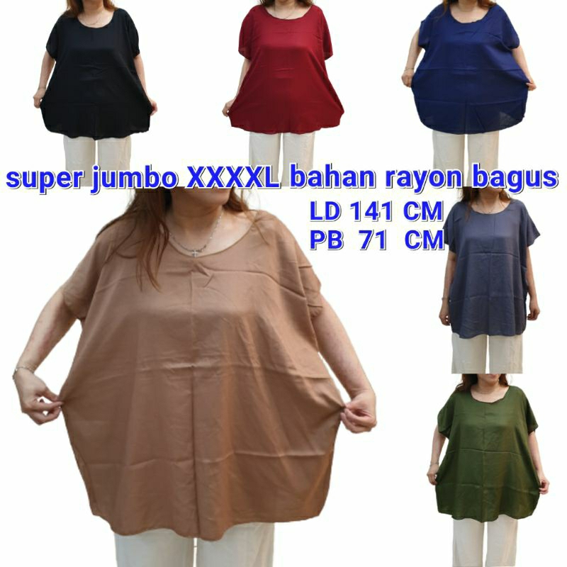 atasan super jumbo XXXXL muat 100 kg lebih blon polos bahan rayon bagus