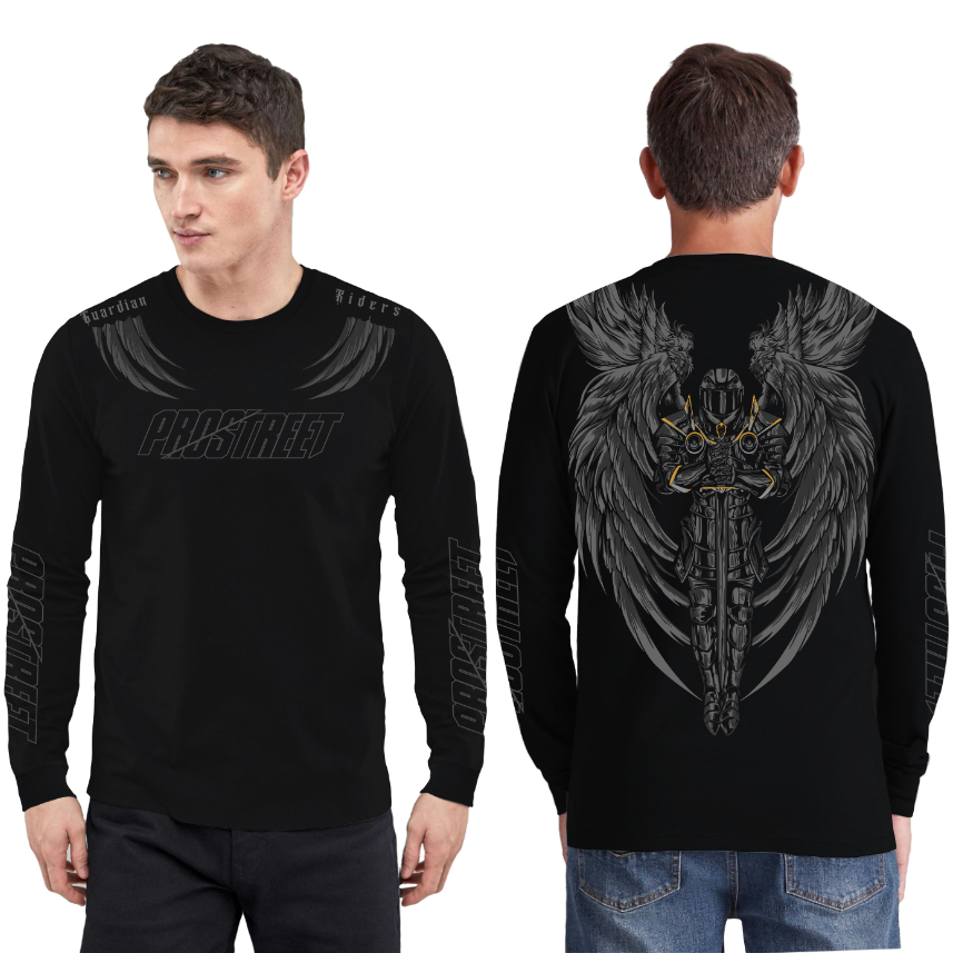 Kaos Lengan Panjang Pria & Wanita Prostreet Guardian Black Sunmori Bikers Club
