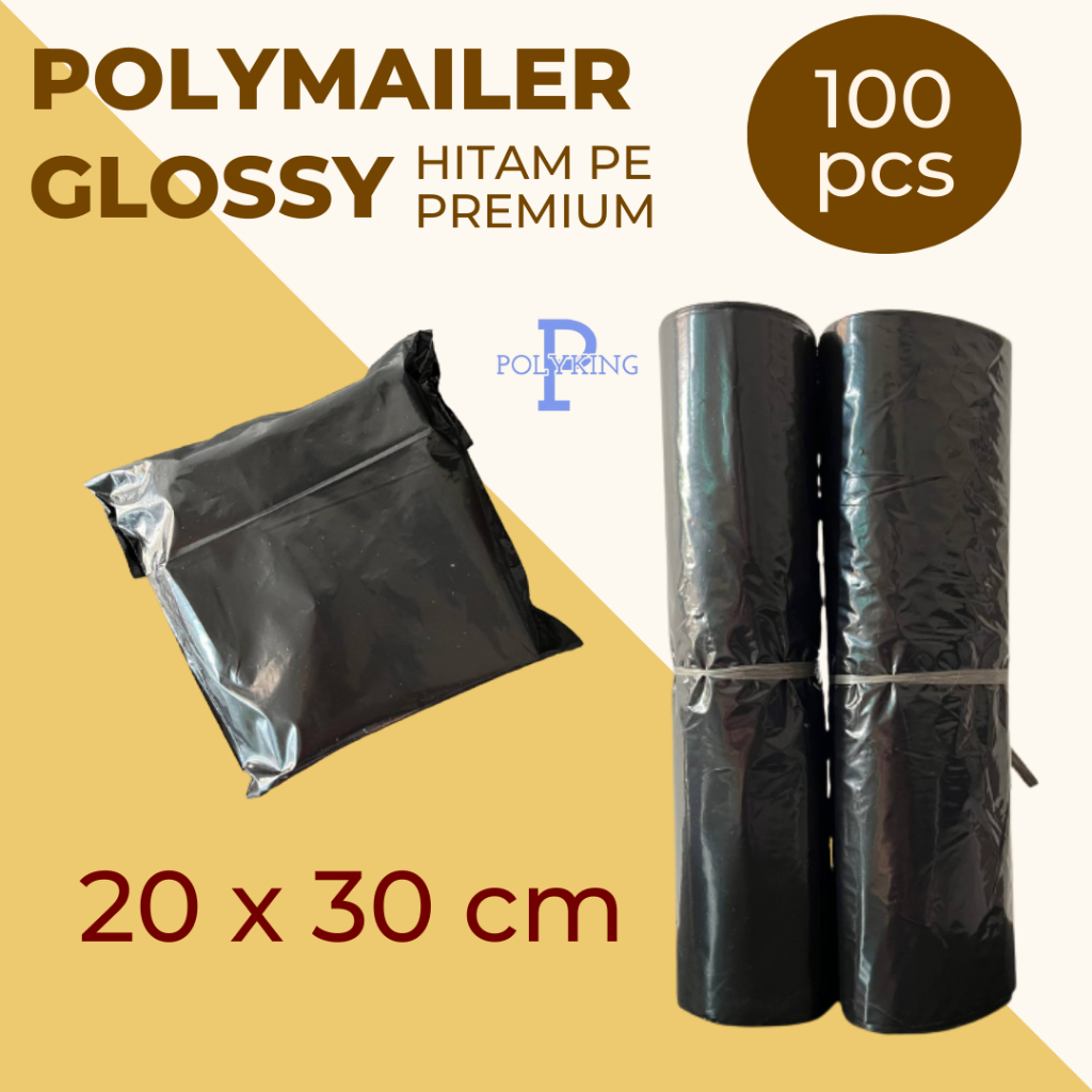 

Plastik Polymailer (20x30 cm) Glossy PE 100 Pcs Hitam / Plastik Online Shop / Polymailer Packaging Toko Online Premium Tebal Termurah