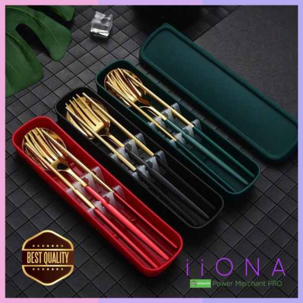 

Promo ALAT MAKAN KOREA SET Sendok Garpu Sumpit Stainless Travel Piknik Bekal - KOREANSET Hitam Limited