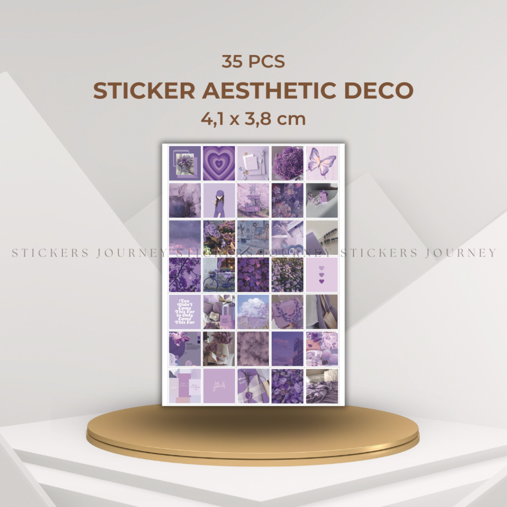 

35 pcs Sticker Aesthetic Purple Series Sticker Deco Journal Scrapbook Album Glossy Paper Stiker Estetik Cutting Vintage Stiker Size 4,1 x 3,8 cm