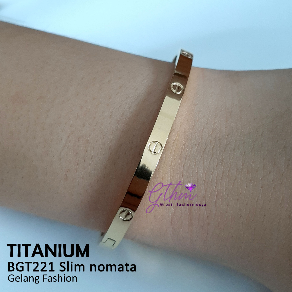 Gelang Titanium Slim Tanpa Mata Model Elegan Fashionable Anti Karat bgt221