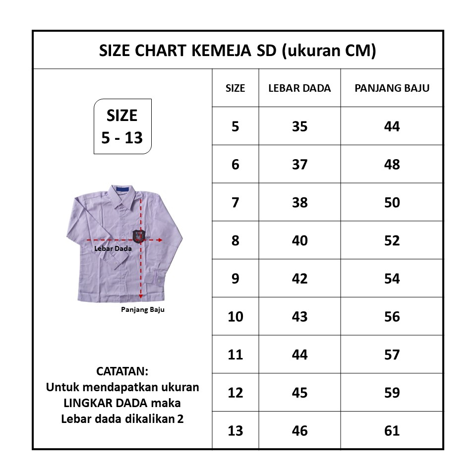 KEMEJA SD PREMIUM Lengan Panjang, Seragam Sekolah Anak