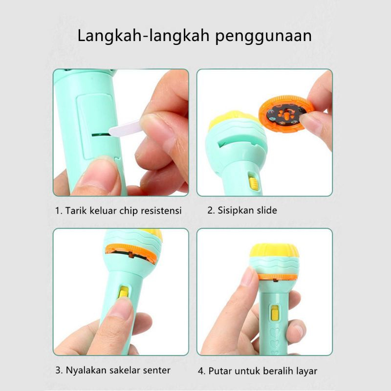 Mainan edukasi anak senter proyektor