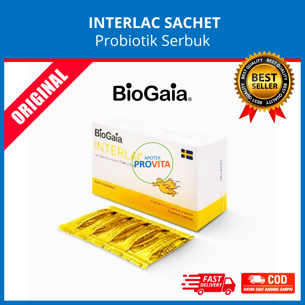 INTERLAC PROBIOTICS SACHET ECERAN - Probiotik BioGaia Serbuk Bubuk Mini Pack Vitamin Suplemen Obat K