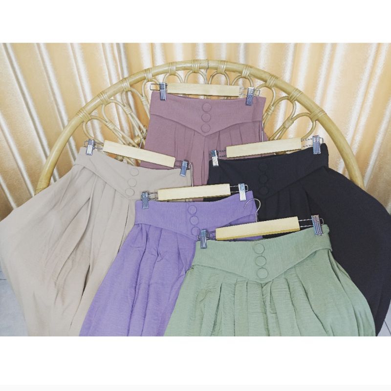 HANA Skirt || Rok Lebar Crinkle Mayung Kancing 3