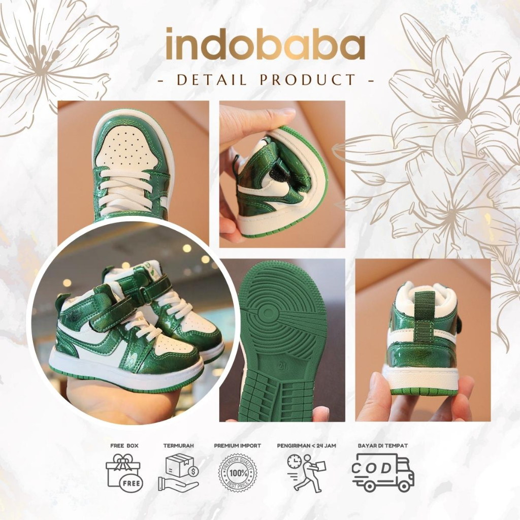 indobaba Sepatu Anak Perempuan Sneakers Anak Import Sport Glossy 1-5 Tahun S135