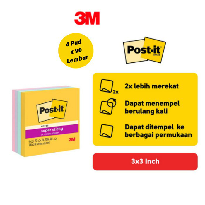 

Pusapu 3M Post it Sticky Notes Memo Sweets 654-SS SWT 4 Pad 3x3" memo 450lbr