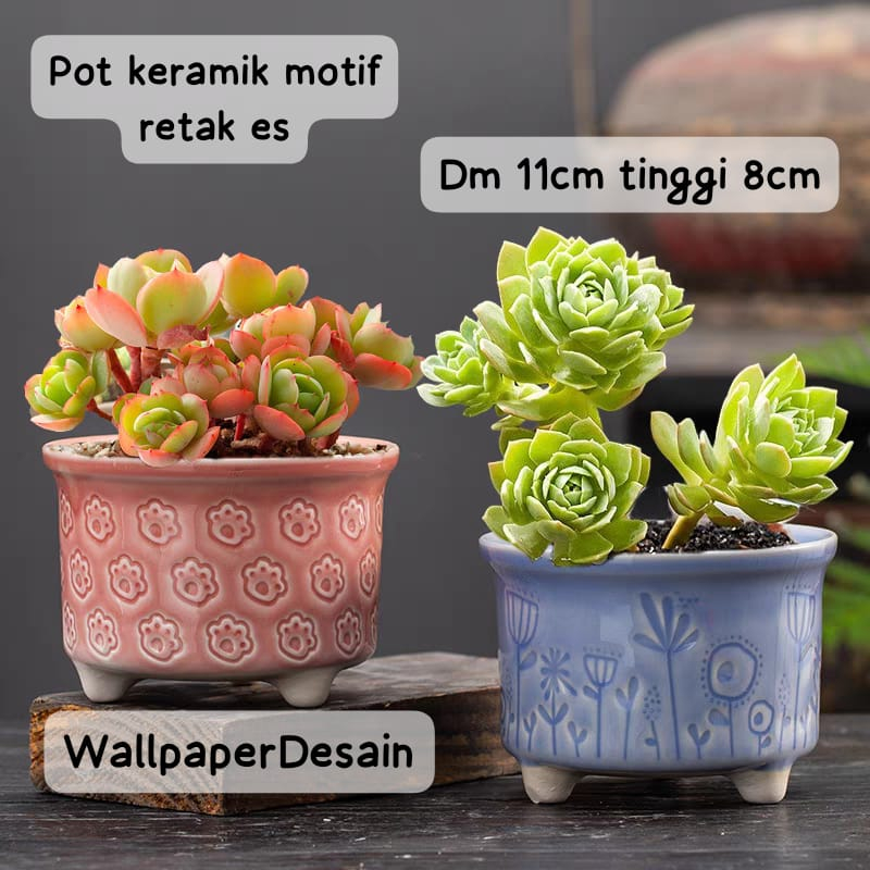 Pot Keramik Retak Es (pilih varian)