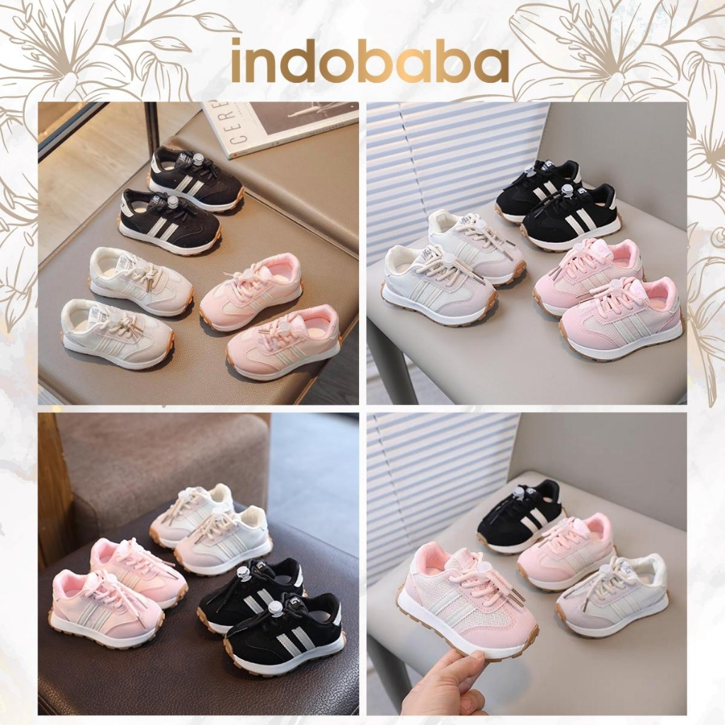 indobaba Sepatu Anak Perempuan Sneakers Anak Import Casual Usia 1-5 Tahun S161