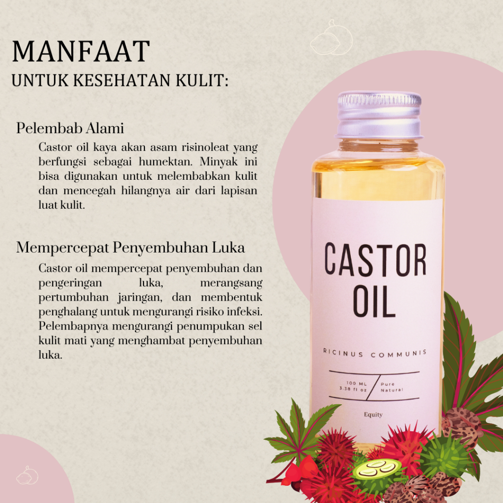 Castor Oil - Minyak Jarak 60 dan 100 ml - Serum Perawatan Rambut, Wajah dan Kulit 100% Murni