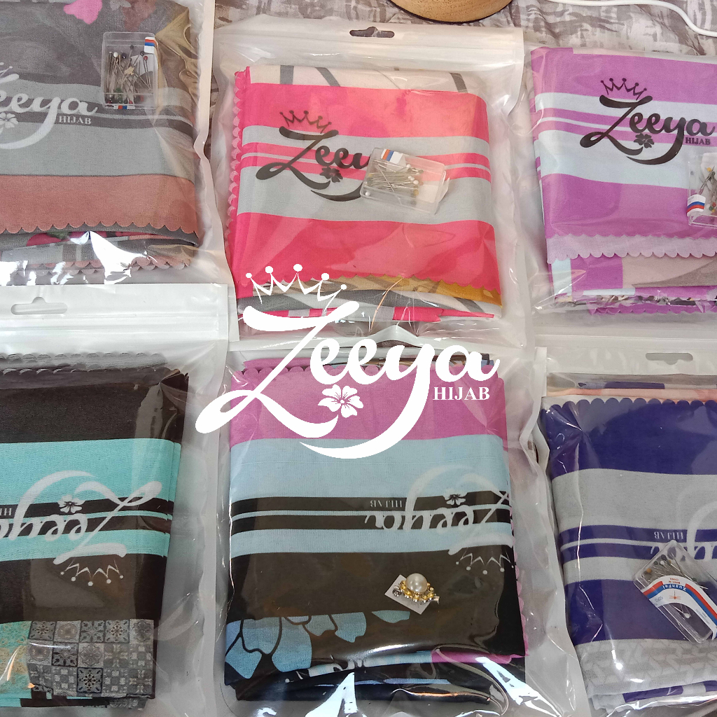 Kerudung VOAL hijab wanita fullprinting premium lasercut Gratis peniti hijab bross dll gambar realpict/Zeeyahijab