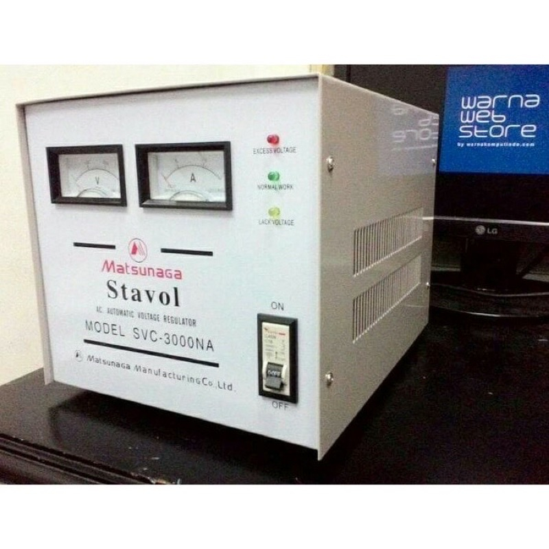 Stabilizer Stavol Matsunaga SVC-3000VA 3000W 3000 Watt Mesin Stabiliser Penstabil Listrik Soft Start Ac Automatic Voltage Regulator