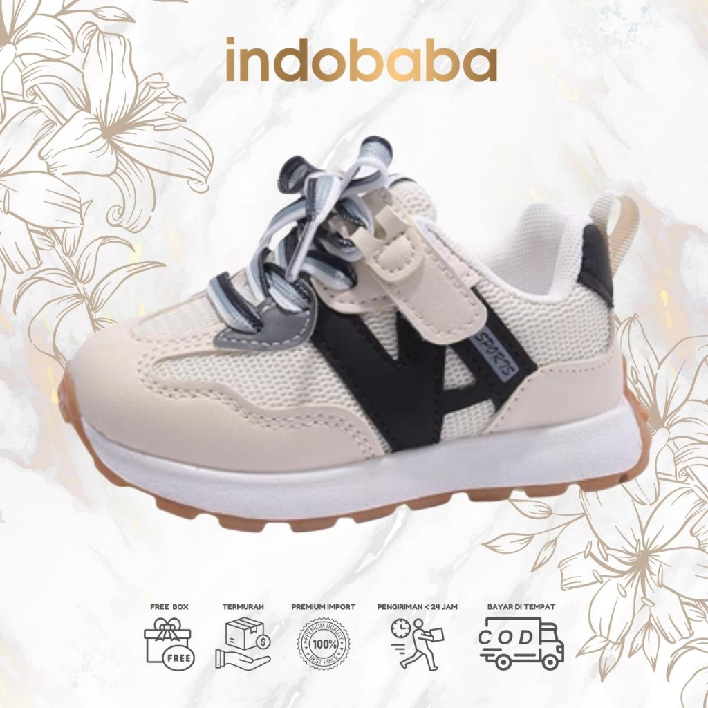 indobaba Sepatu Anak Perempuan Sneakers Anak Import Casual Premium 1-5 Tahun S168