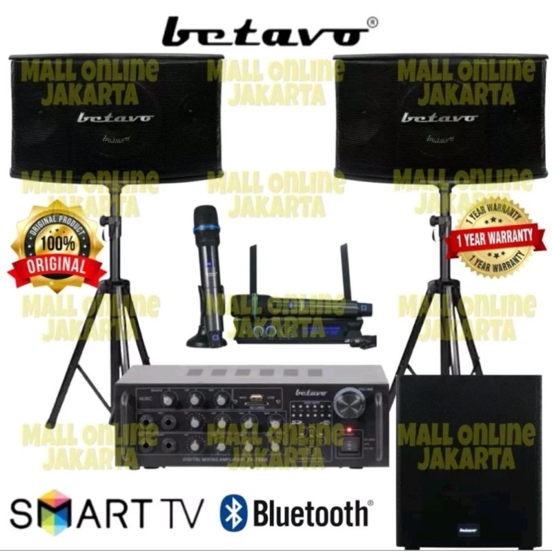 Paket karaoke set Betavo 8 inch fullset sound system subwoofer aktif 12 inch sa120