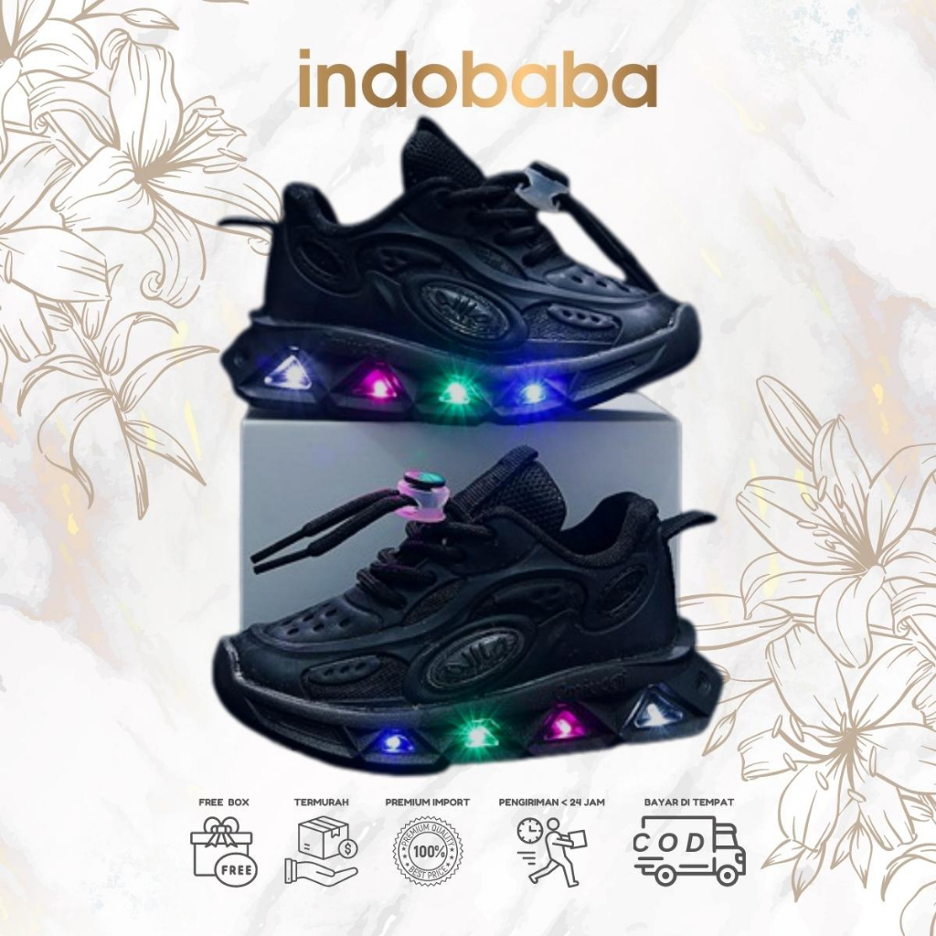 indobaba Sepatu Anak Perempuan Sneakers Anak Led Import Premium High Quality 1-7 Tahun S170