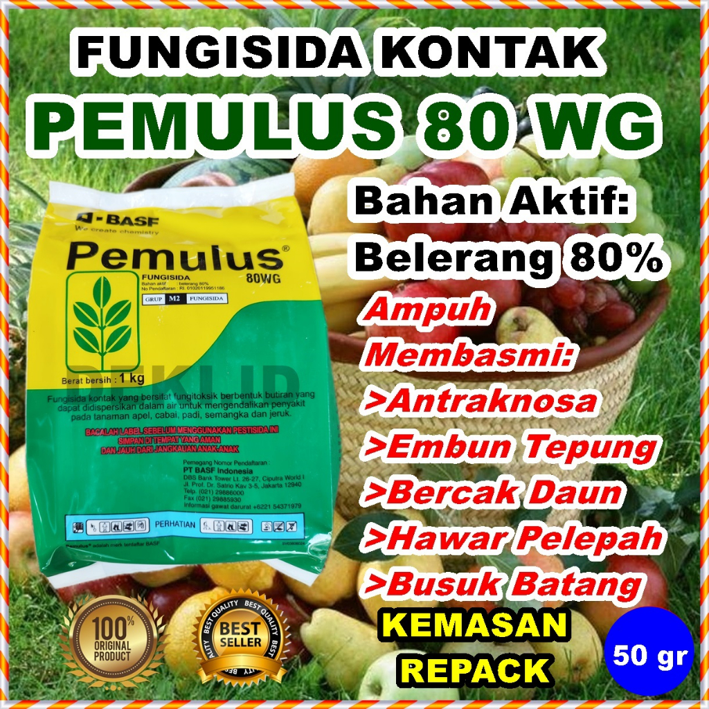 Fungisida Pemulus 80 WG Belerang 80% 50 Gram Kemasan Repack Akarisida Microthiol Obat Blerang Jamur 