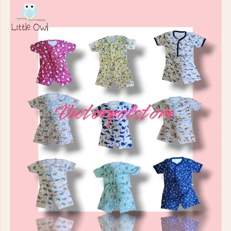 Little Owl Piyama / Setelan Baju Kancing Pendek + Celana Pendek / Piyama anak / baju tidur anak /piyama SNI anak