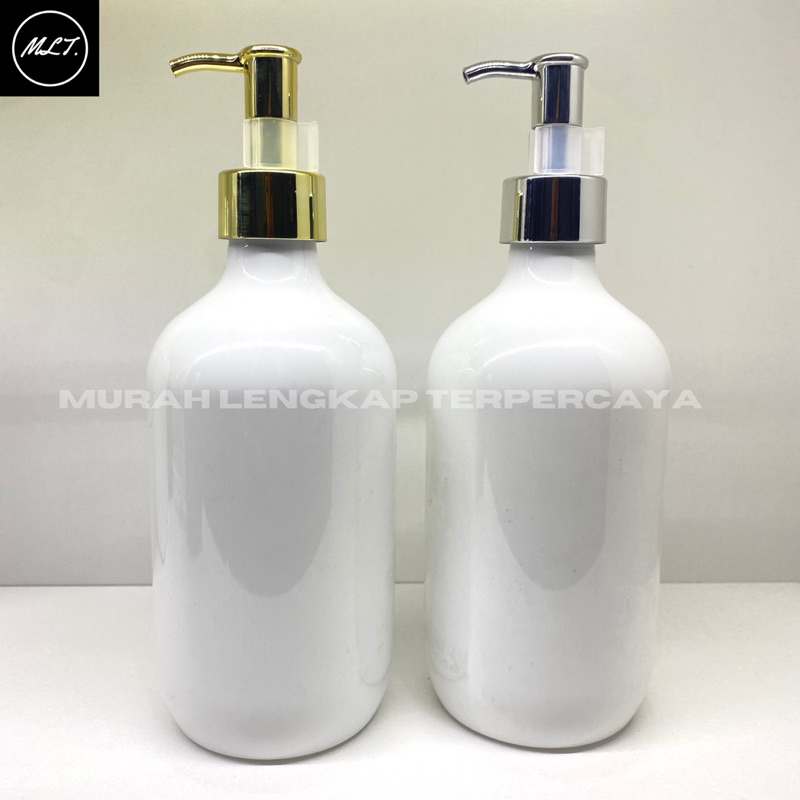 BOTOL PUMP 500ML PUTIH SUSU MADA CLIP OIL GOLD SILVER TUTUP PUMP SABUN