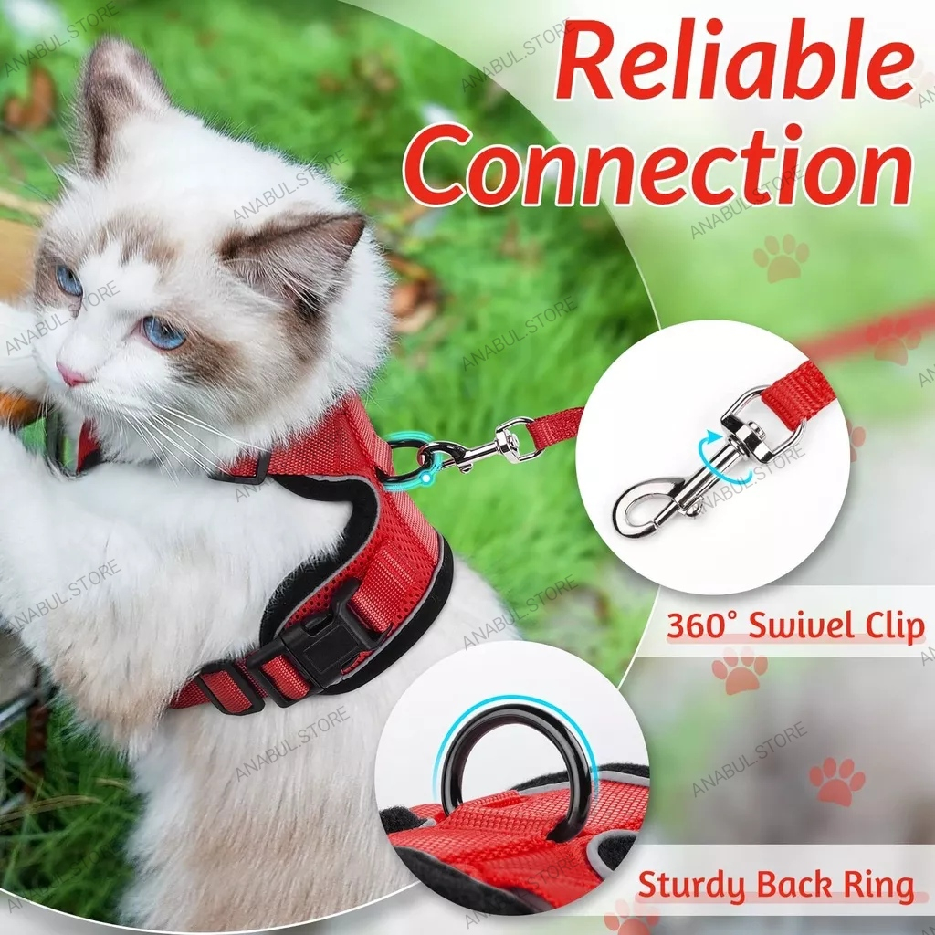 Rompi kucing rompi harnes + tali tuntun harness rompi tali rompi bernafas