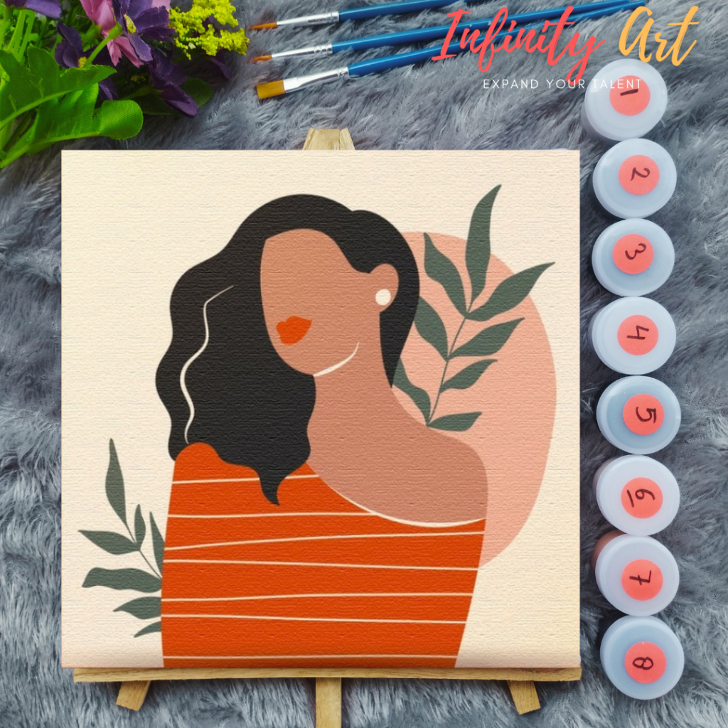 

Paint by Number Wanita Cantik Woman Strong Hebat Kuat - DIY Kit Melukis Kanvas 20x20 cm Lengkap Frame - Siap Lukis / Canvas Painting Kit