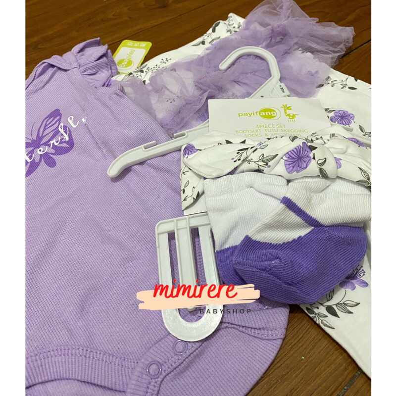 4in1 set Jumpsuit Legging Tutu Cotton Rib | Jumper Set Bayi PL Baby Mimirere