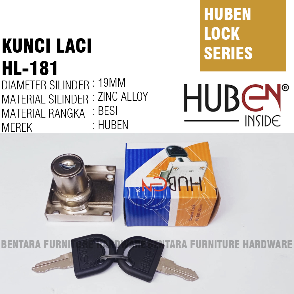 HUBEN HL-181 22MM / ( HM-181 M2 ) KUNCI LACI KERANGKA KOSONG