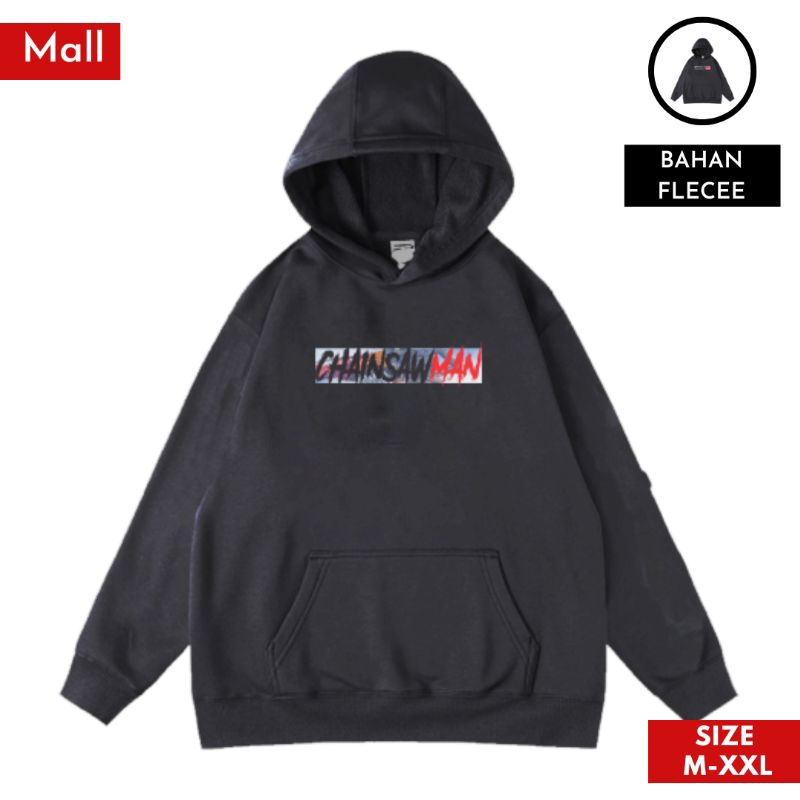 Hoodie Sweater Pria Wanita Dewasa Distro Original Anime Chaisaw Keren Hitam Jumbo Tebal Oversize Siz
