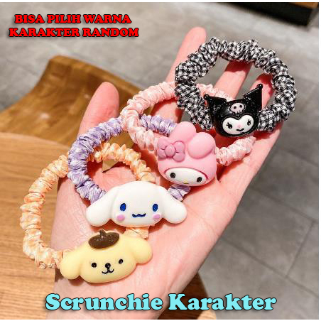 * NCC * Ikat Rambut Pita Scrunchie Ala Korea Aksesoris Rambut Imut Lucu Karakter Kuromi Melody Kepang