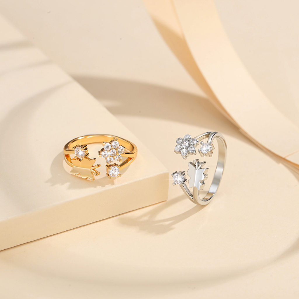 Y127 [COD✔] Cincin Bunga Berlian Titanium Gaya Korea Cincin Anti Karat Untuk Wanita Untuk Pernikahan