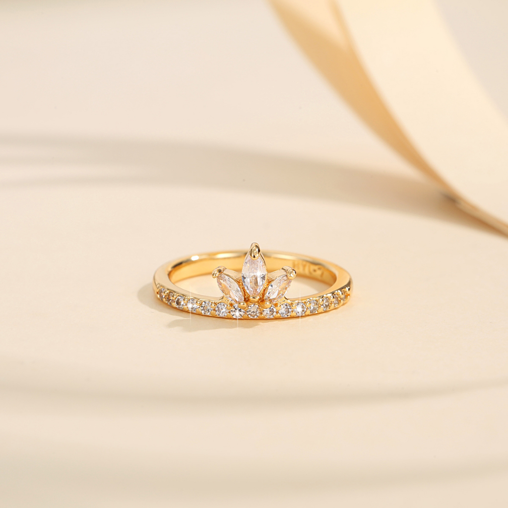 Y132 [COD✔] Cincin Titanium Steel Kristal Mewah Wanita Cincin Anti Karat Untuk Wanita Gaya Korea